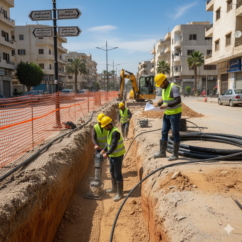 أعمال الحفر والتمديد